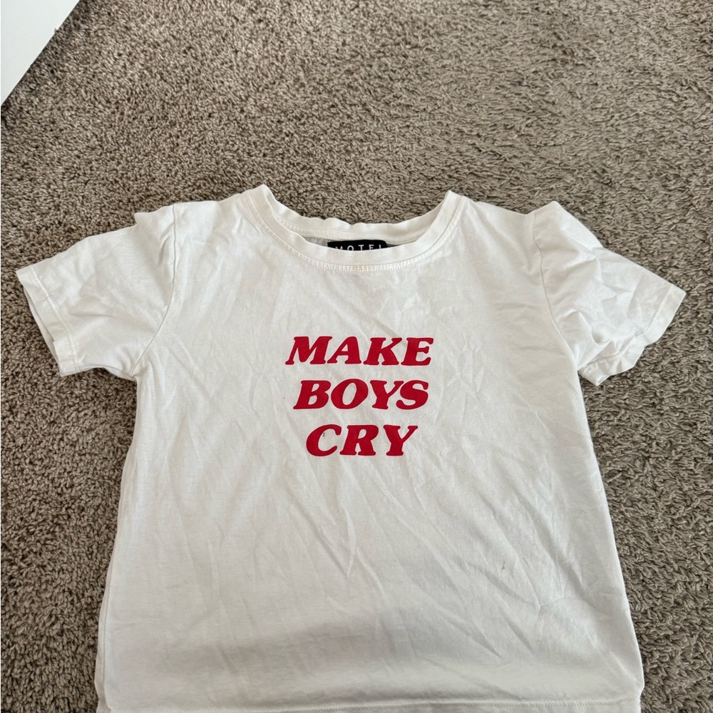 White Kids T-Shirt with Red Print